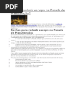 Por Que Reduzir Escopo Na Parada de Manutenção
