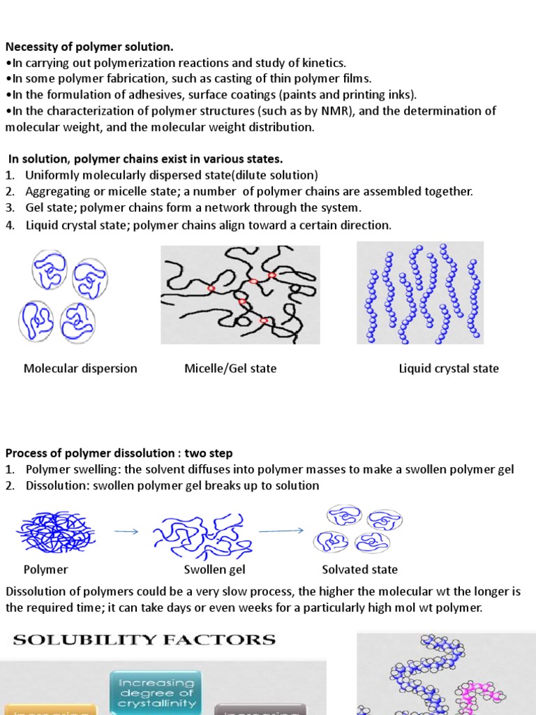 Understanding Polymer Solutions and Dissolution | PDF | Polymers | Solution