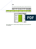 Tariff Calculator: Input The Rate of Levy Into The Relevant Cages in Green. (Input 0% When The Rate Is Free or Ex.)