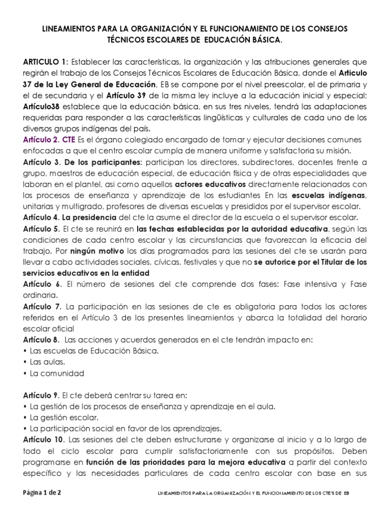 Lineamientos Para La Organización Y El Funcionamiento De Los Consejos