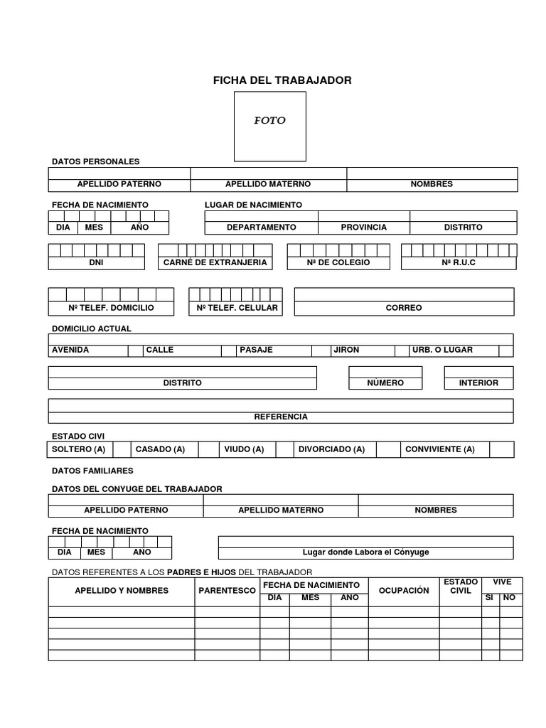 Ficha Del Trabajador