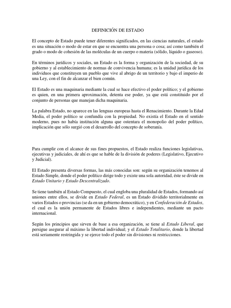 Definición de Estado | PDF | Estado (política) | Ciencias Políticas