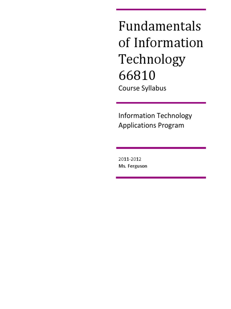 20112012 Fundamentals of Information Technology Syllabus Educational