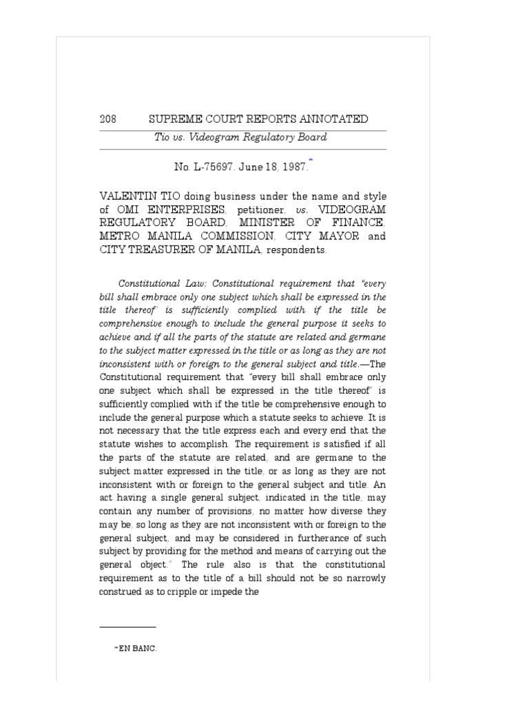 02 Tio Vs Videogram Regulatory Board | PDF | Decree | Ex Post Facto Law