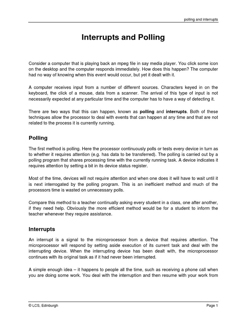6 Interrupts and Polling PDF | PDF | Computers