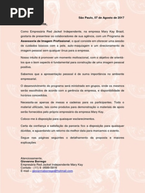 Carta De Apresentação Mary Kay