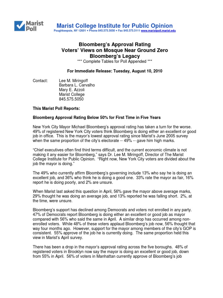 Bloomberg's Approval Rating Drops Below 50% | PDF | Michael Bloomberg ...