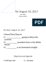 Notes For August 14, 2017: Mrs. White American History