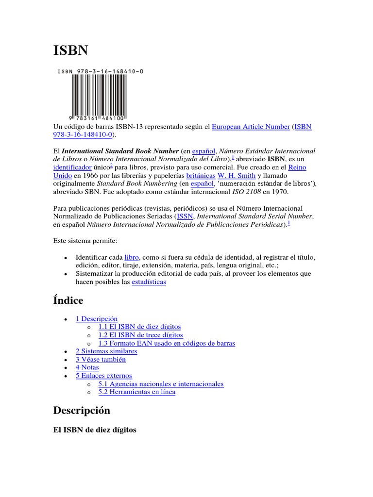 Qué es el ISBN y su funcionamiento | PDF | International Standard Book ...