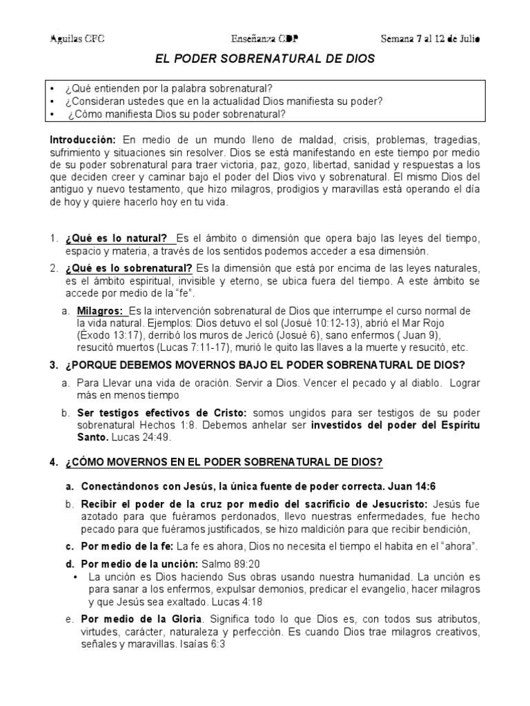 El Poder Sobrenatural de Dios | PDF | La unción | Jesús