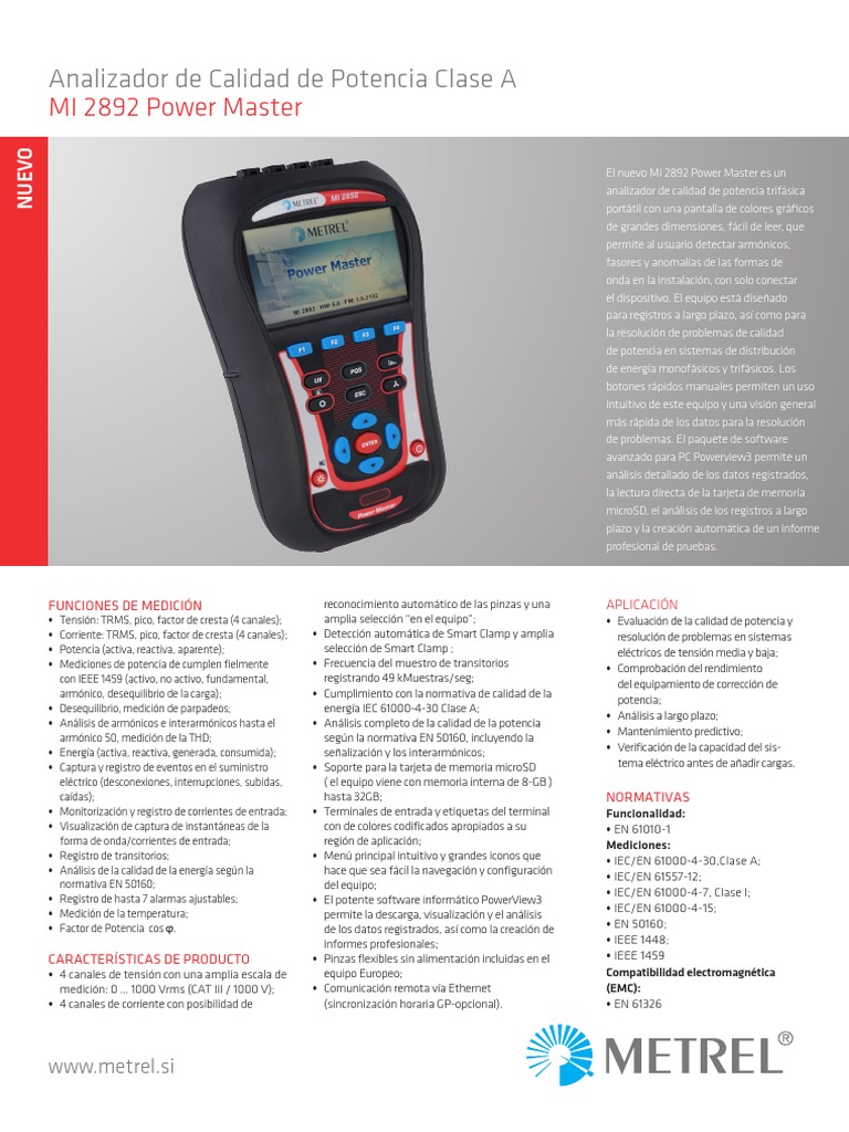 Metrel Mi 2892 Power Master Energia electrica Ingeniería Informática