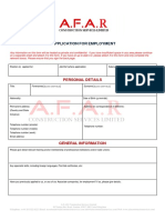 A.F.a.R Job Application Form