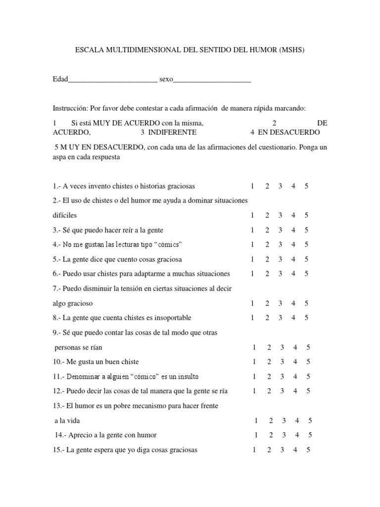 Escala Multidimensional del Humor | PDF | Humor | Chistes