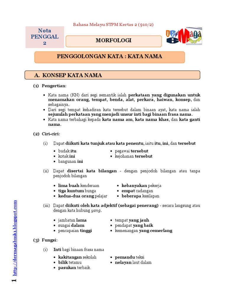 Penggal 2 Penggolongan Kata Kata Nama