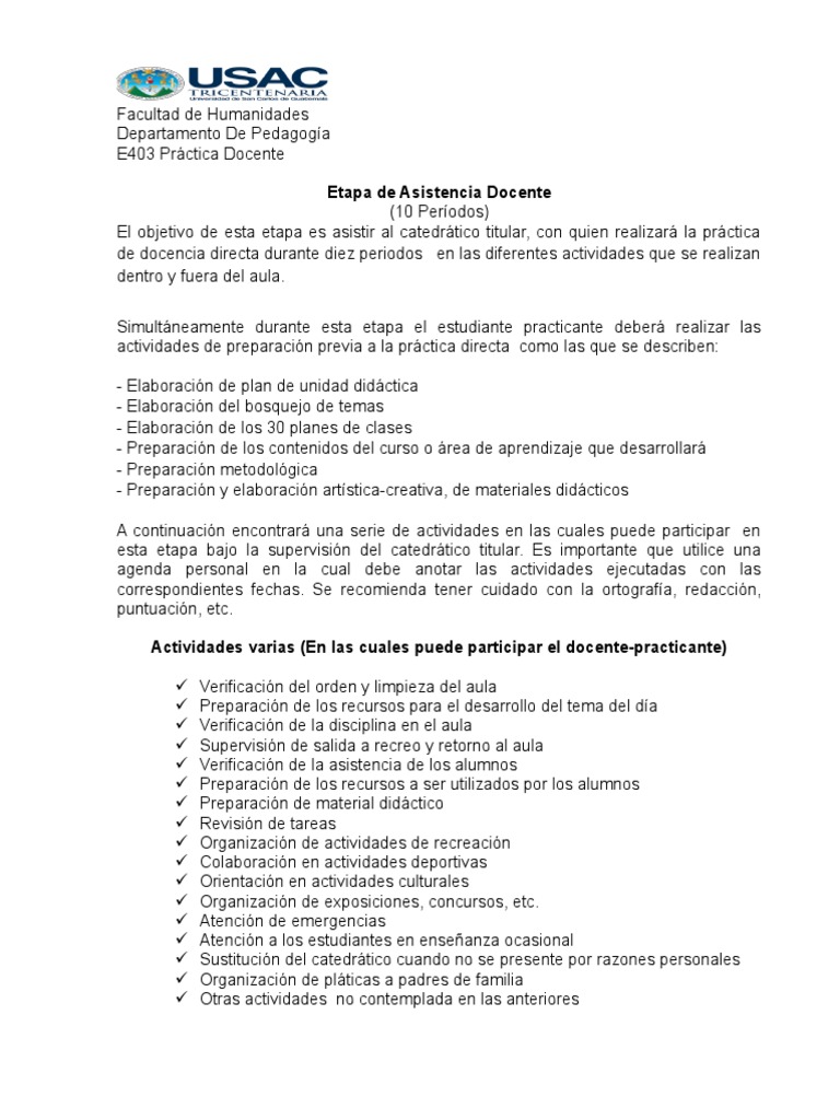 Etapa De Asistencia Docente Pdf Maestros Compartir