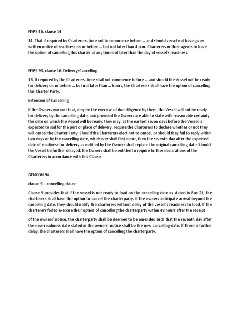 Cancelling Clause PDF