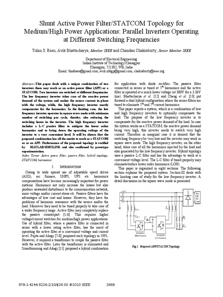 Shunt Active Power Filter Topology For Medium High Power
