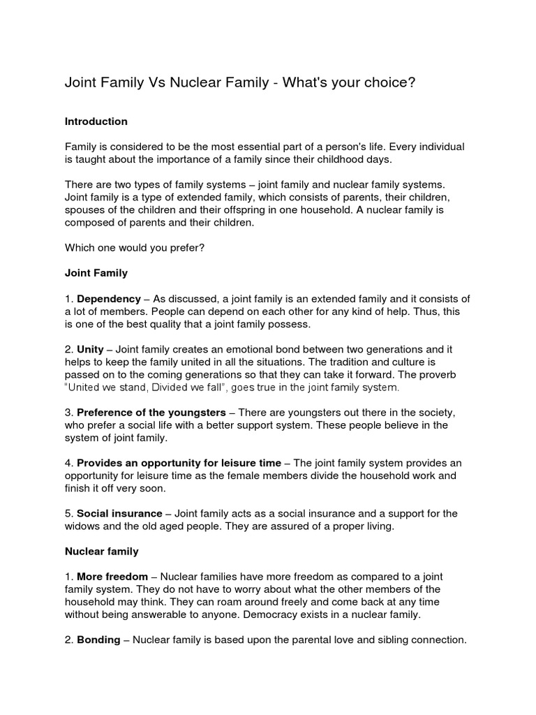 joint family vs nuclear family family interpersonal relationships joint family vs nuclear family family