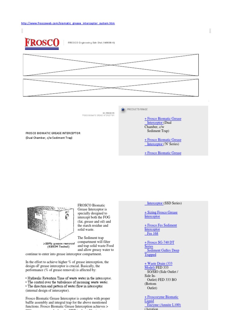 Frosco Grease Interceptor PDF Pump Vacuum Tube