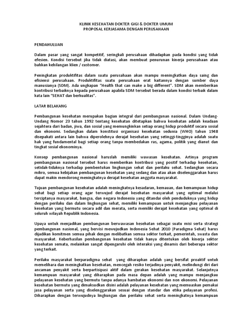 Contoh Proposal Penawaran Pelayanan Kesehatan PDF