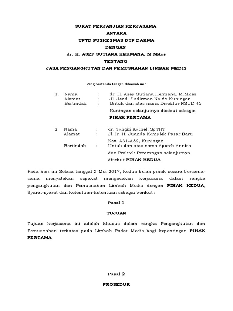 Ok Surat Perjanjian Kerjasama Limbah