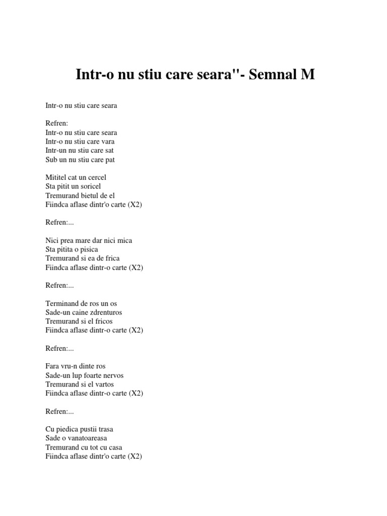 Intr O Nu Stiu Care Seara Docx