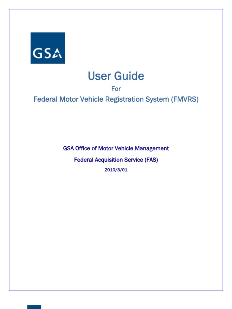 User Guide For Federal Motor Vehicle Registration System (FMVRS) | PDF ...
