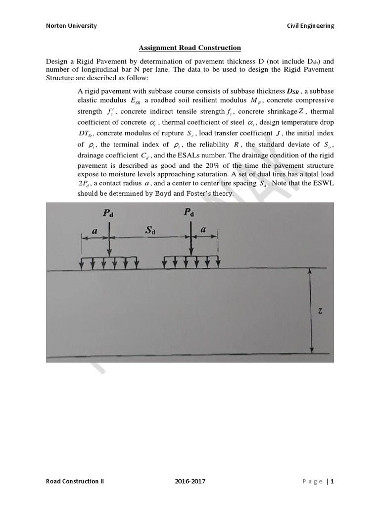 Rigid Pavement Design Assignment | PDF | Strength Of Materials | Road ...
