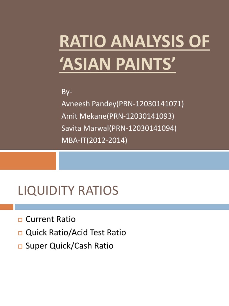 Ratio Analysis of Asian Paints' PDF Dividend Yield (Finance)