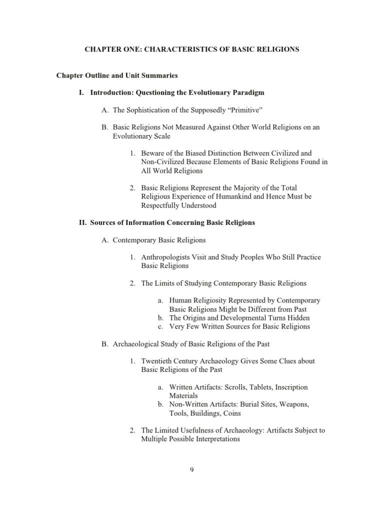 Characteristics of Basic Religions | PDF