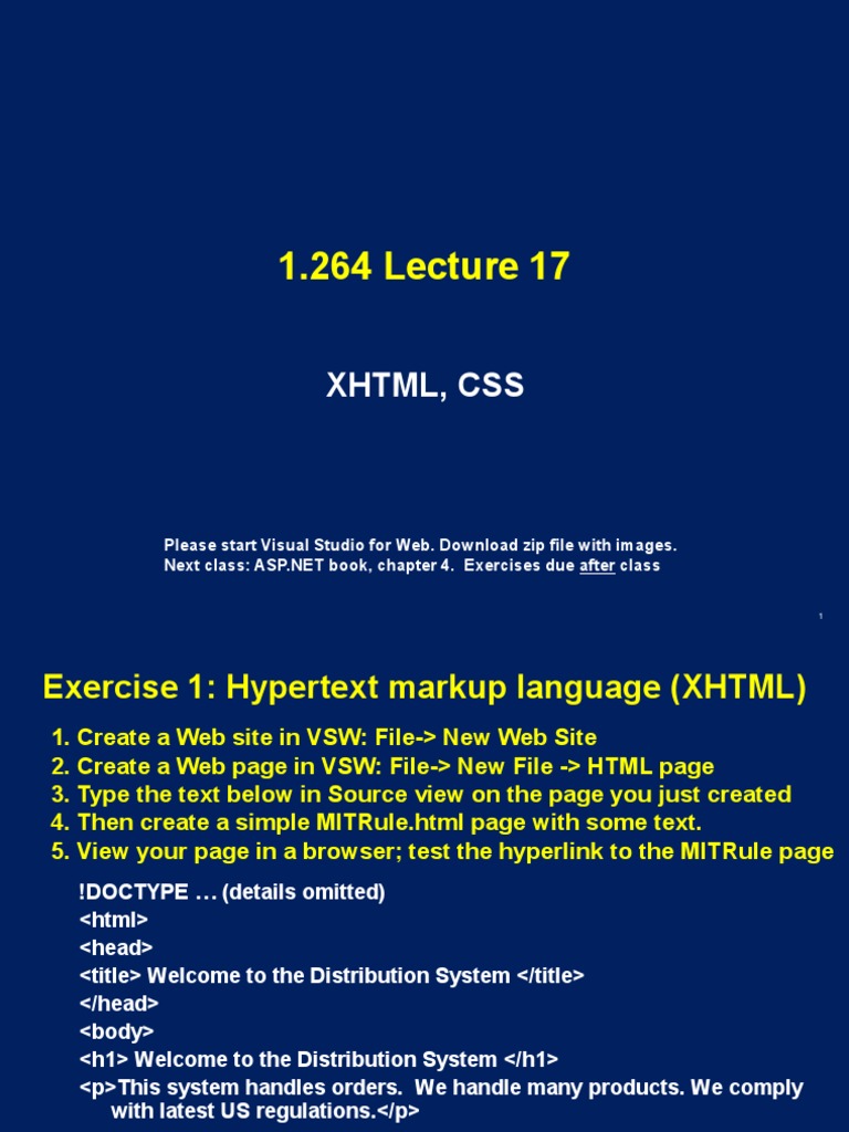 XHTML, CSS: Please Start Visual Studio For Web. Download Zip File With ...