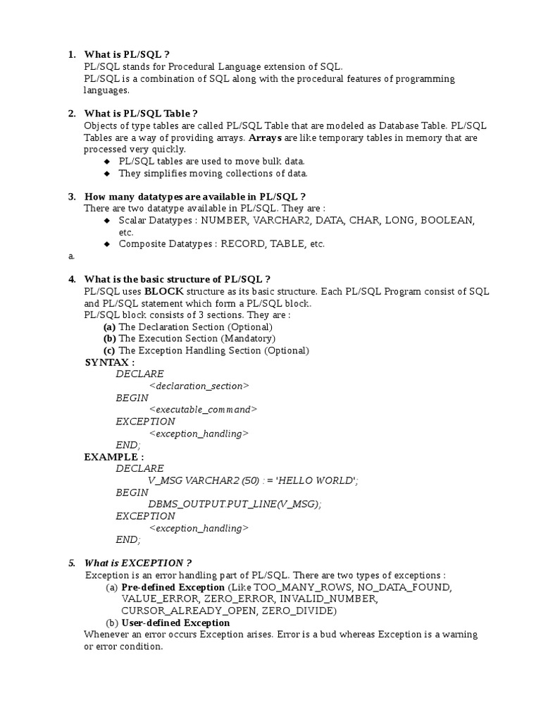 sql_notes | Pl/Sql | Sql