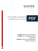 Ensayo Sobre La Nacionalidad y Los Elementos Que Le Dan Sustento