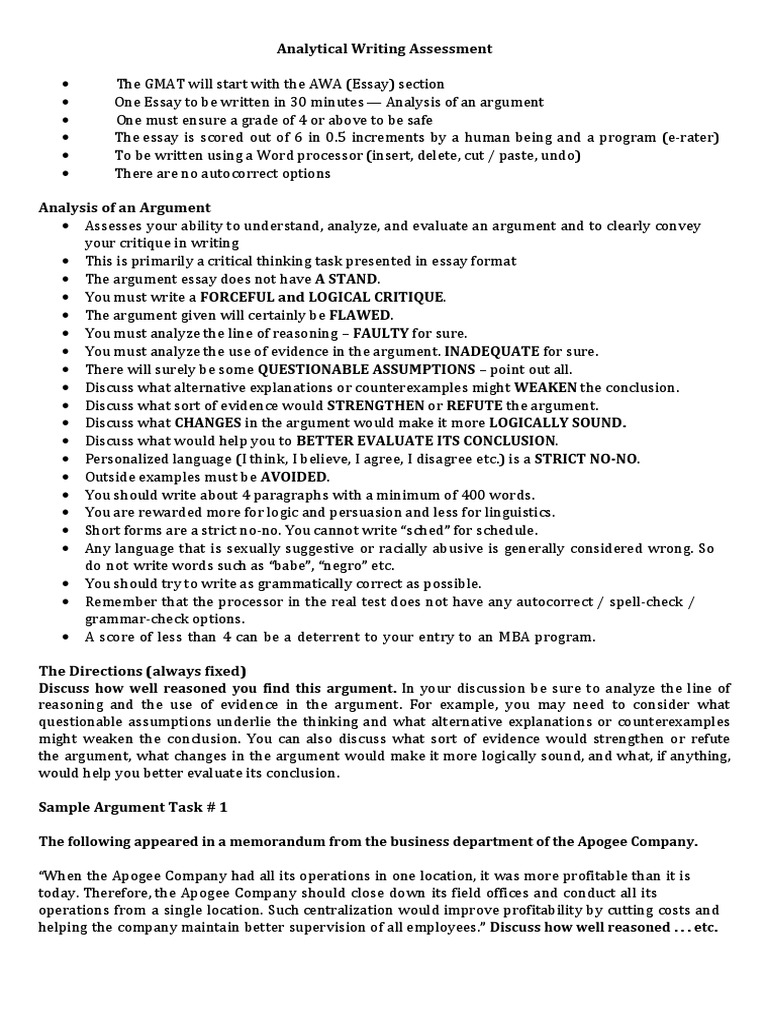 Awa - Gmat  PDF  Graduate Management Admission Test  Argument