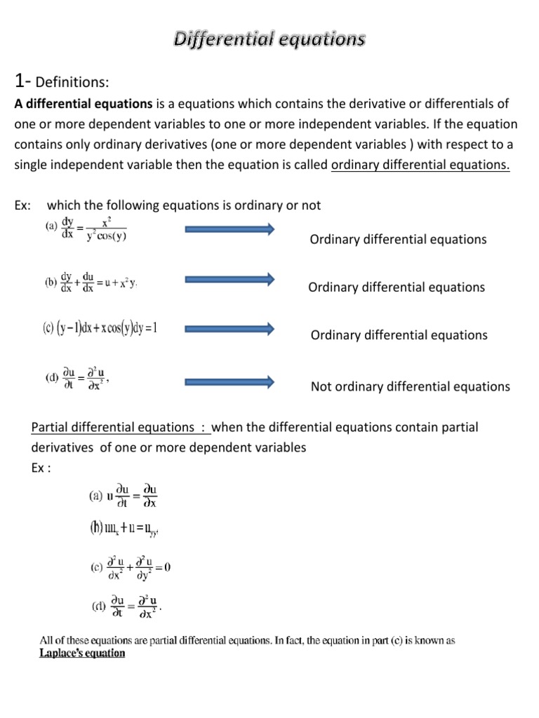 Definitions A Differential Equations Is A Equations Which Contains