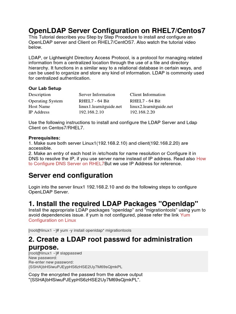 OpenLDAP Setup Guide for CentOS 7 | PDF | Public Key Certificate ...