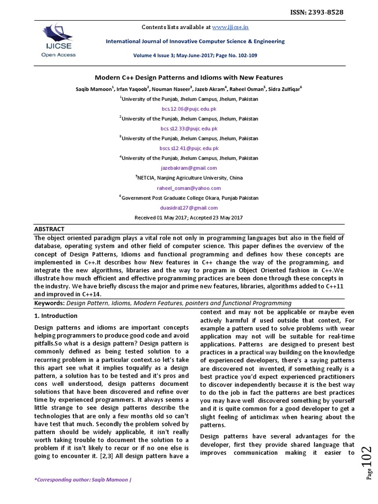 Modern C++ Design Patterns and Idioms With New Features | PDF | C++ ...