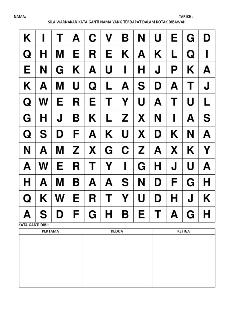 Latihan Kata Ganti Nama Tahun 2  PDF