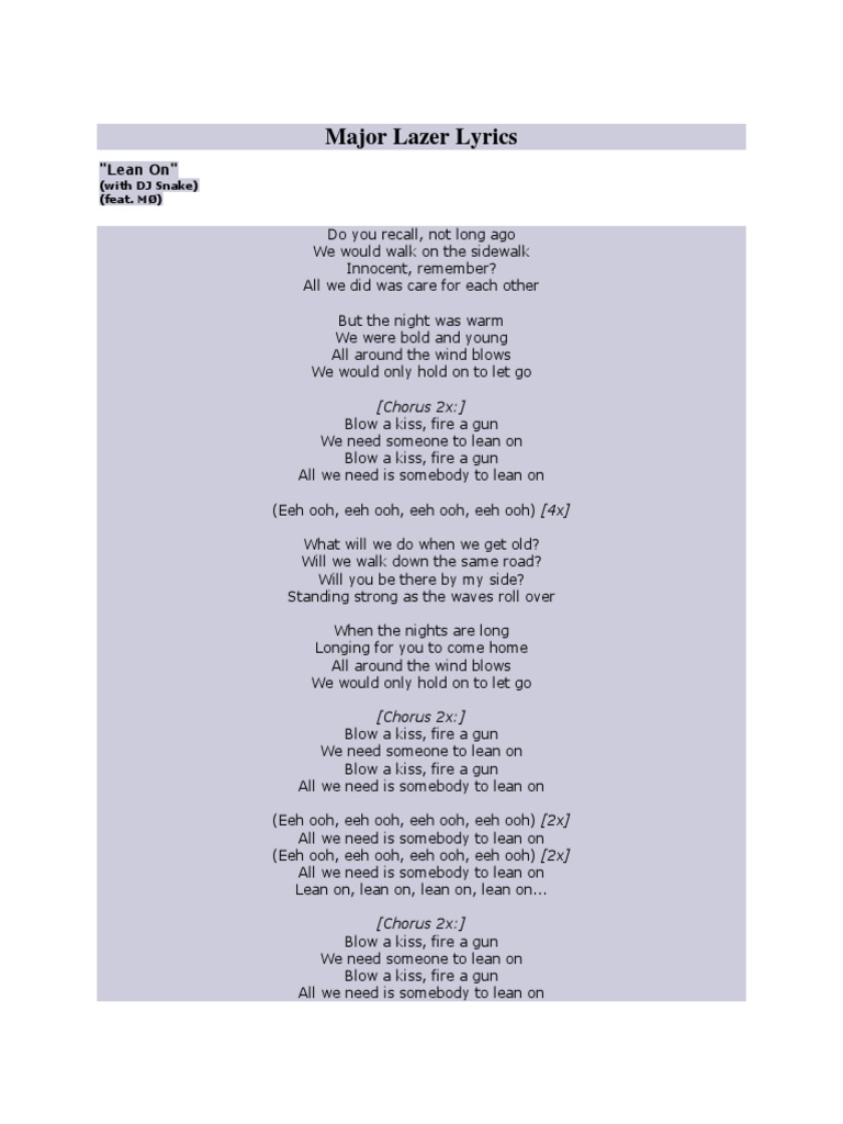 Major Lazer Lyrics