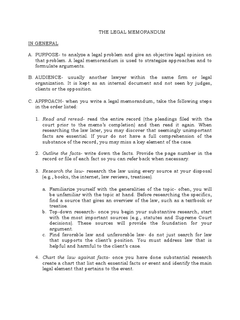 Legal Memorandum Format  PDF  Memorandum  Jurisprudence