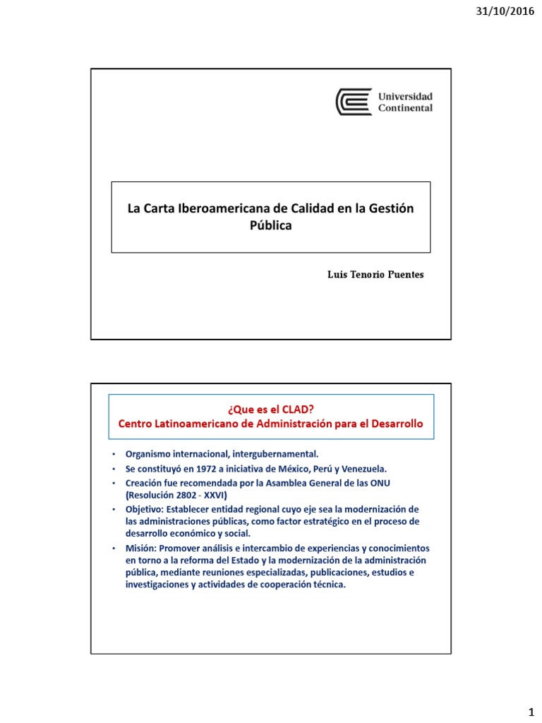 La Carta Iberoamericana  Administración Pública  Calidad 