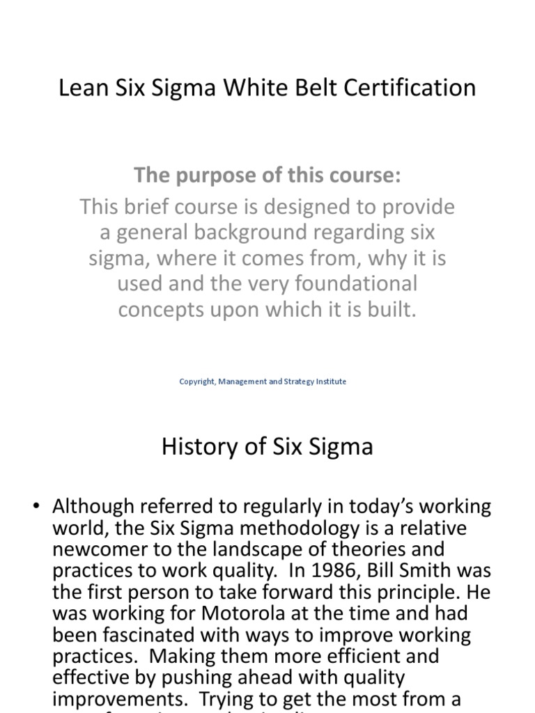 Six Sigma White Belt Material PDF | PDF | Six Sigma | Business Process