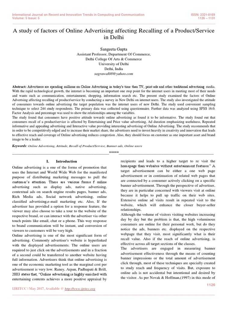 Factors Influencing Online Ad Recall | PDF | Online Advertising ...