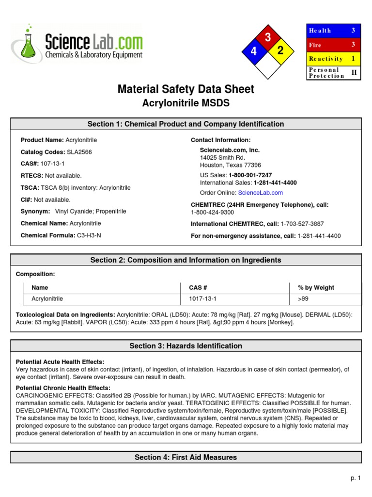 msds of acn Explosion Toxicity