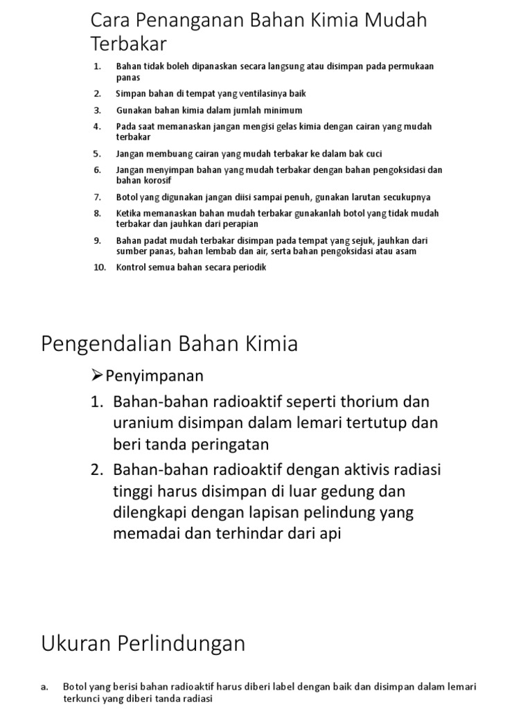 Cara Penanganan Bahan Kimia Mudah Terbakar - Sekilas Bahan
