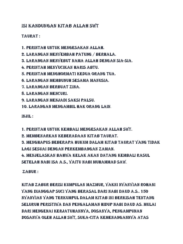 Isi Kandungan Kitab Allah Swt Pdf
