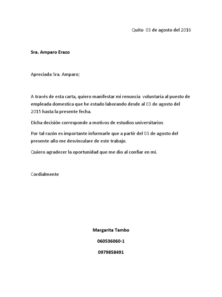 Carta de Renuncia