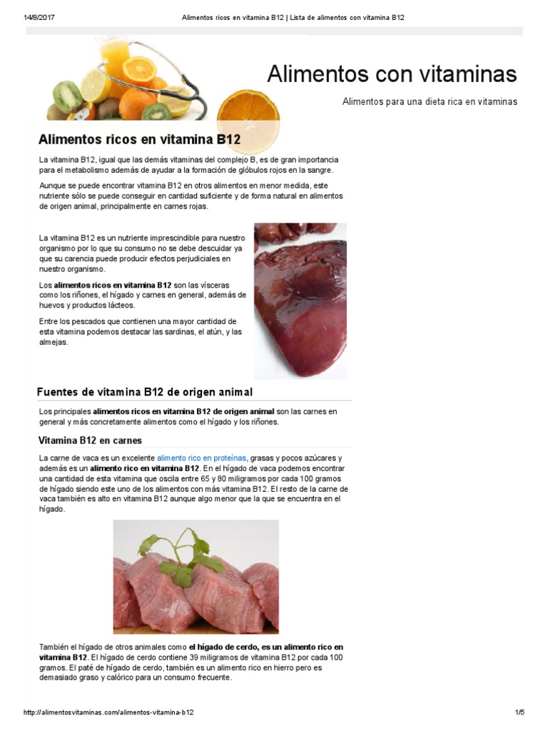 Alimentos Ricos en Vitamina B12 | PDF | Vitamina | Vitamina B12