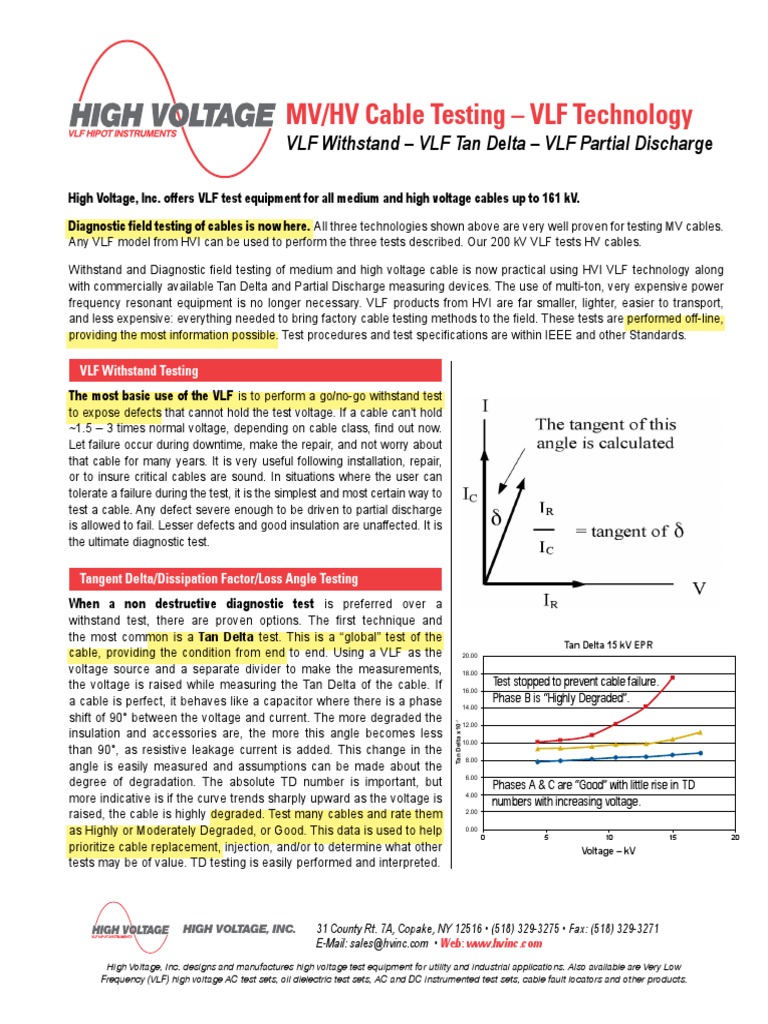 VLF Cable Testing Methods Overview | PDF | Electrical Engineering ...