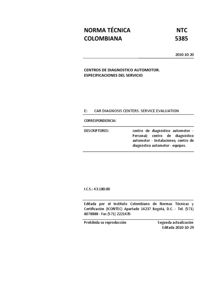 NTC 5385: Especificaciones CDA 2010 | PDF